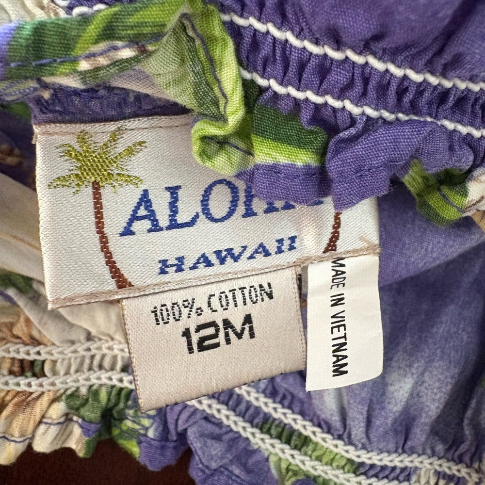 ALOHA Purple Hawaiian print Baby Outfit - Picture 4 of 9